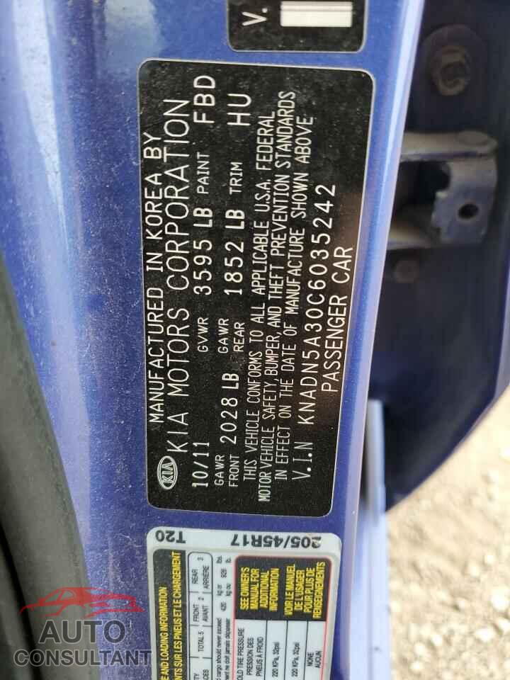 KIA RIO 2012 - KNADN5A30C6035242