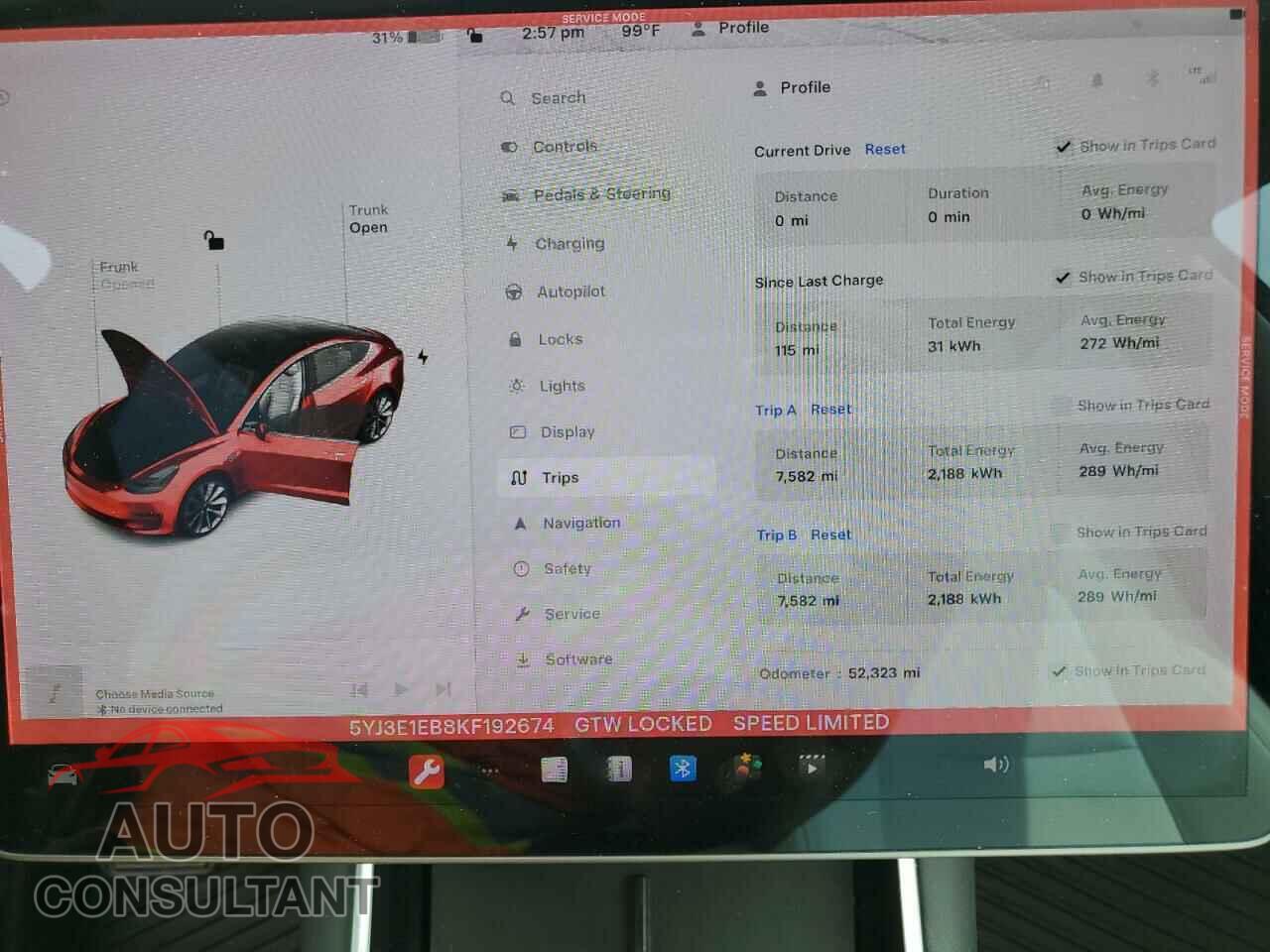 TESLA MODEL 3 2019 - 5YJ3E1EB8KF192674