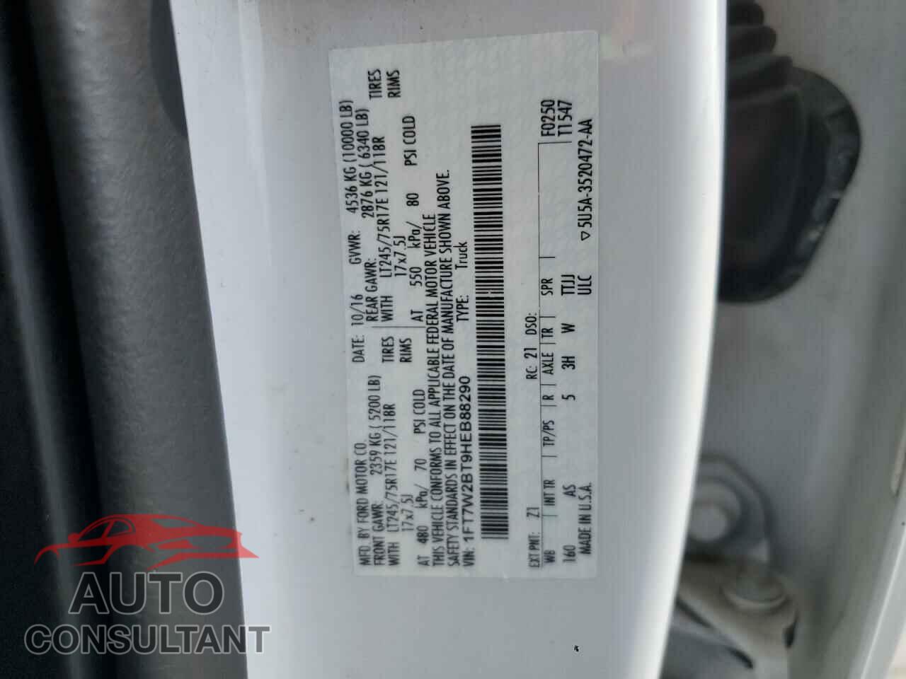 FORD F250 2017 - 1FT7W2BT9HEB88290