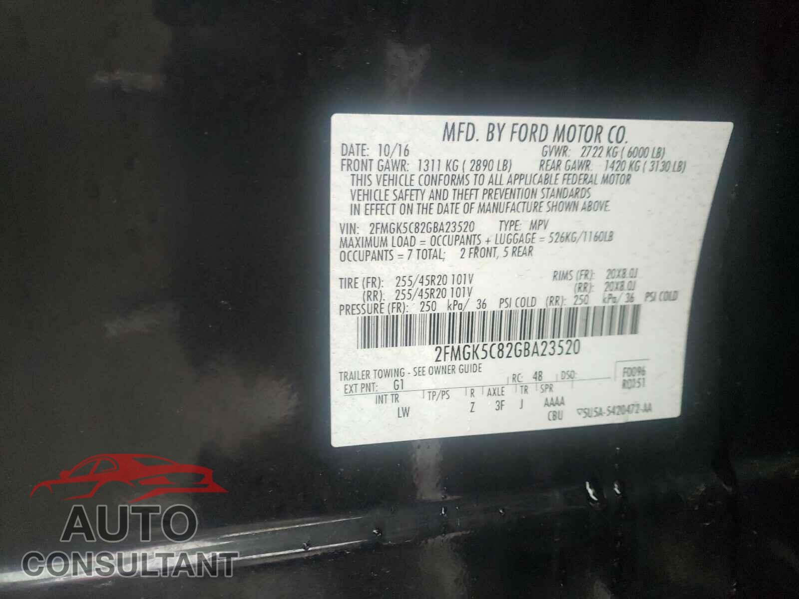 FORD FLEX 2016 - 2FMGK5C82GBA23520