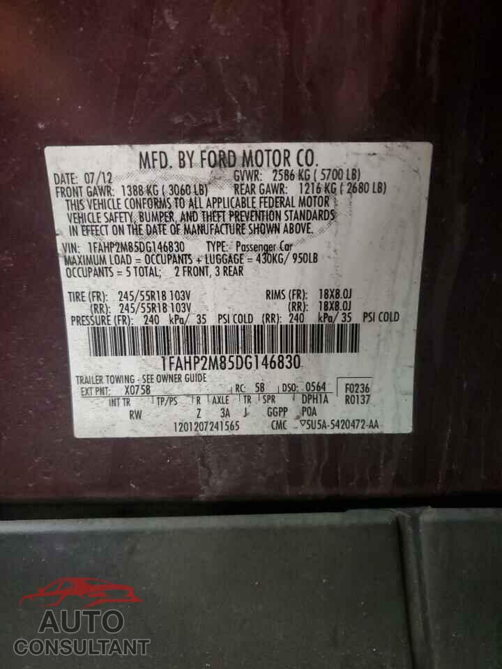 FORD TAURUS 2013 - 1FAHP2M85DG146830