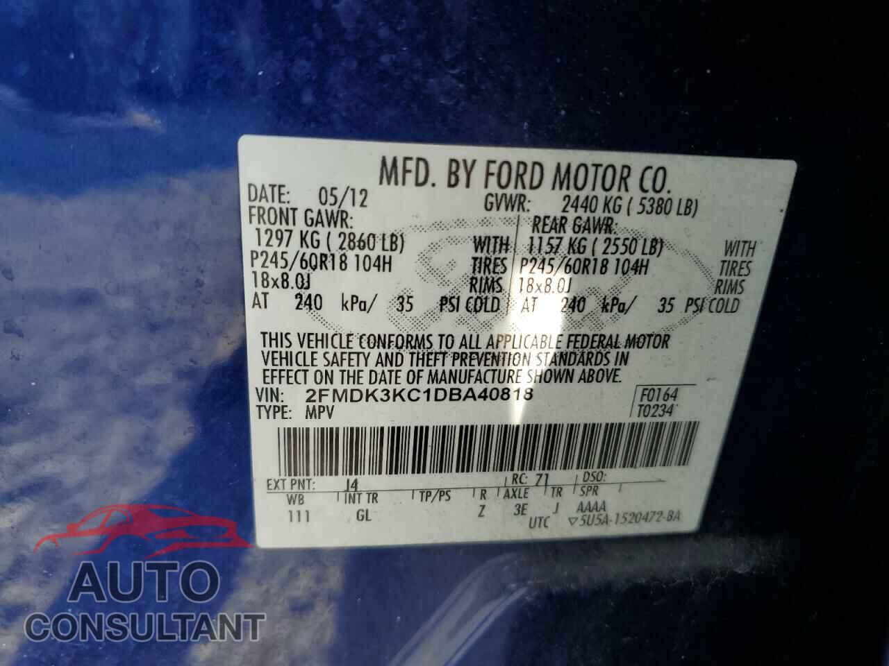 FORD EDGE 2013 - 2FMDK3KC1DBA40818