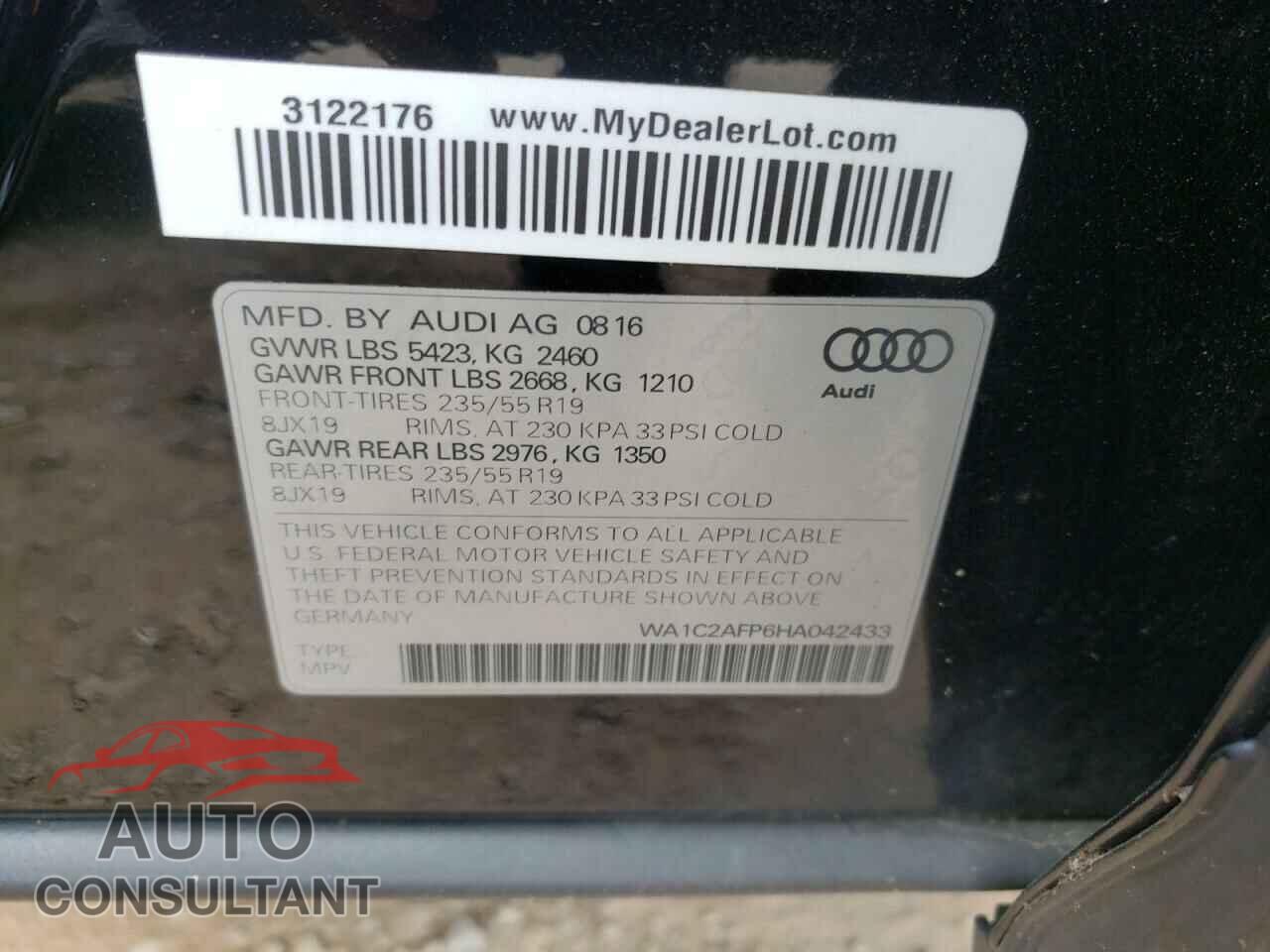 AUDI Q5 2017 - WA1C2AFP6HA042433