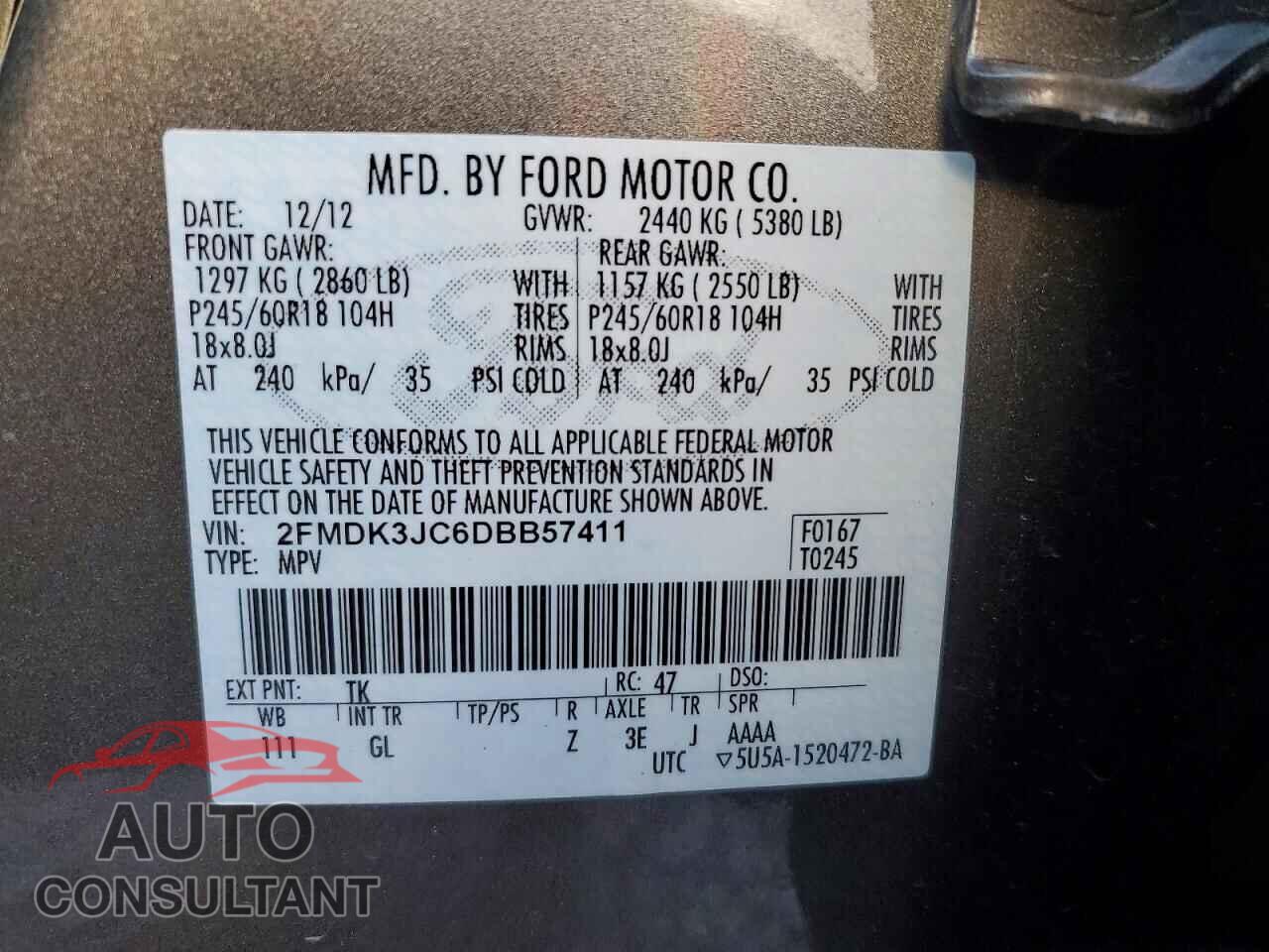 FORD EDGE 2013 - 2FMDK3JC6DBB57411