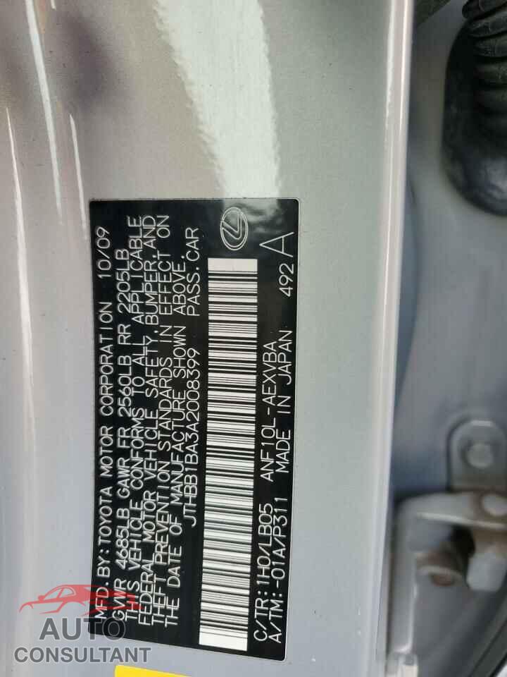 LEXUS HS 2010 - JTHBB1BA3A2008399