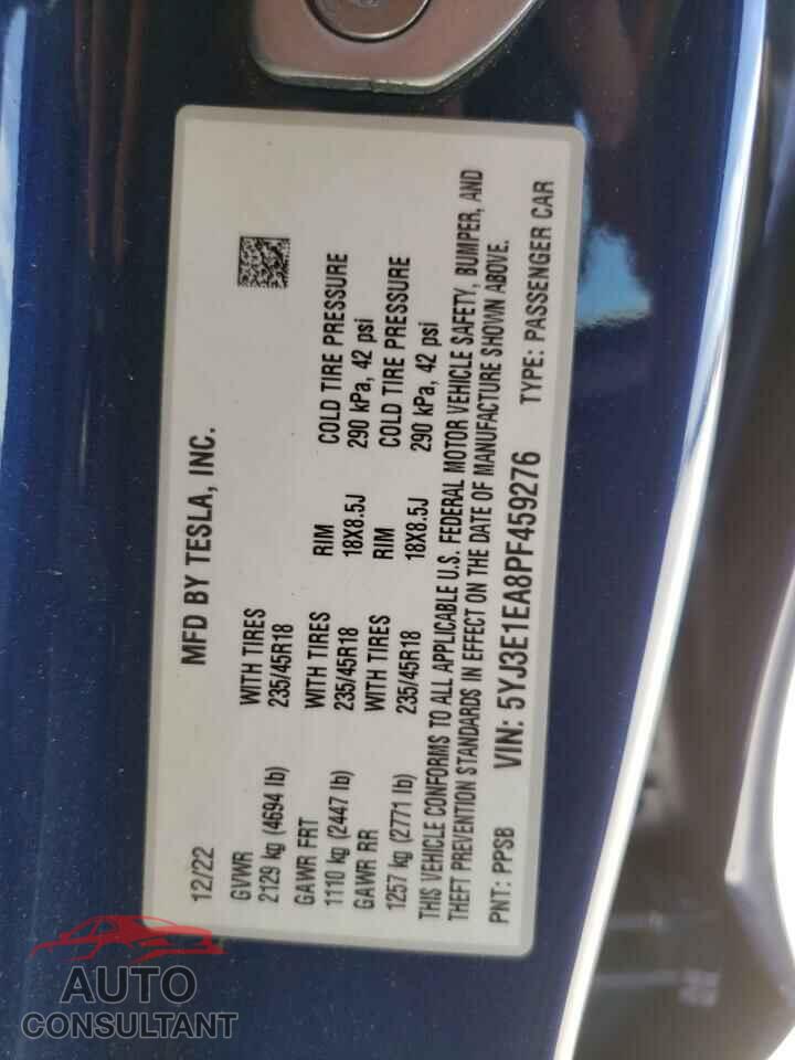 TESLA MODEL 3 2023 - 5YJ3E1EA8PF459276