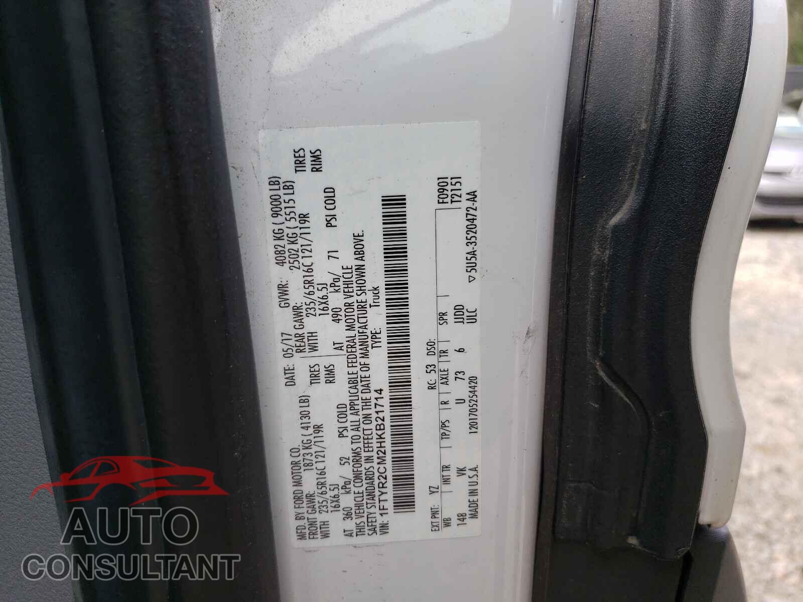 FORD TRANSIT CO 2017 - 1FTYR2CM2HKB21714
