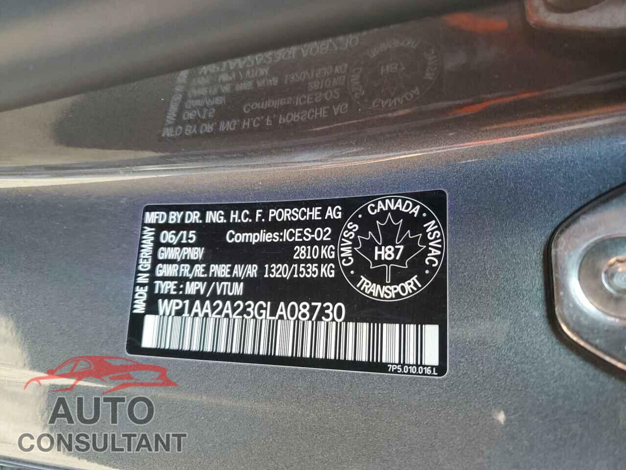 PORSCHE CAYENNE 2016 - WP1AA2A23GLA08730