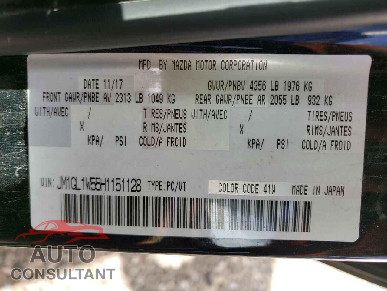 MAZDA 6 2017 - JM1GL1W55H1151128