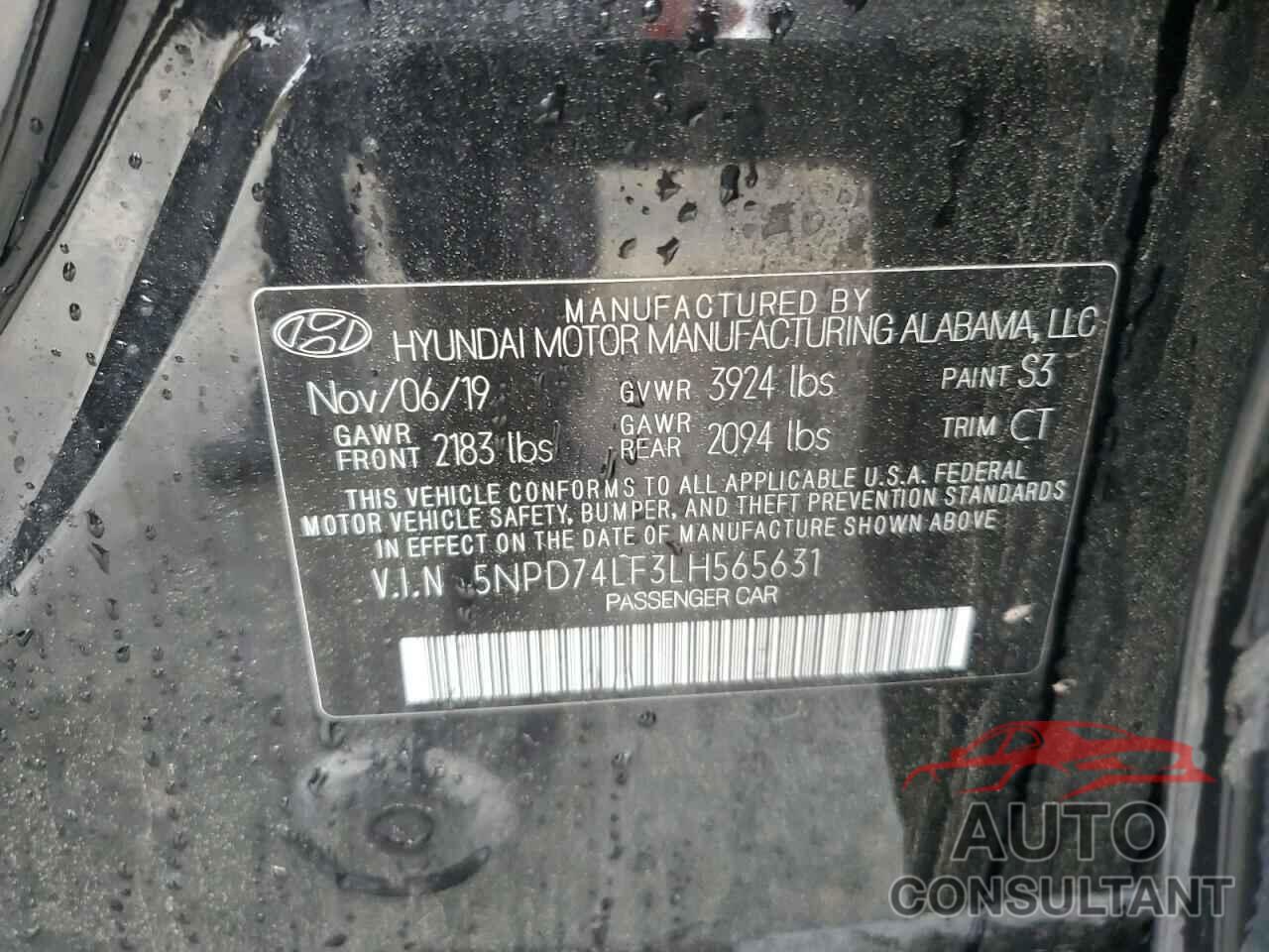 HYUNDAI ELANTRA 2020 - 5NPD74LF3LH565631