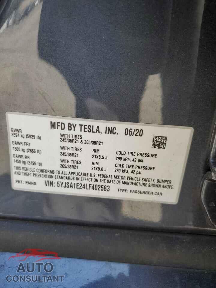 TESLA MODEL S 2020 - 5YJSA1E24LF402583