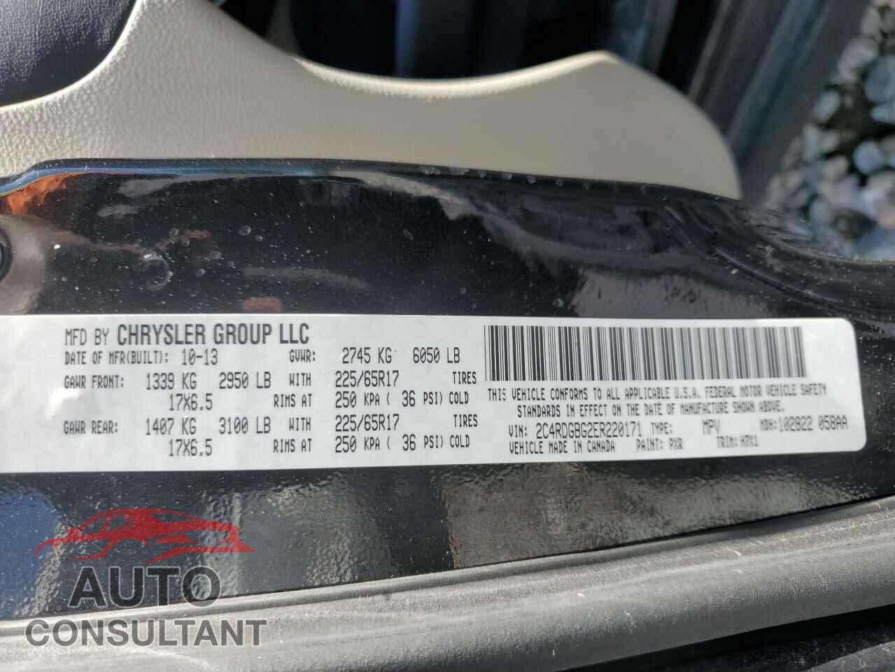 DODGE CARAVAN 2014 - 2C4RDGBG2ER220171