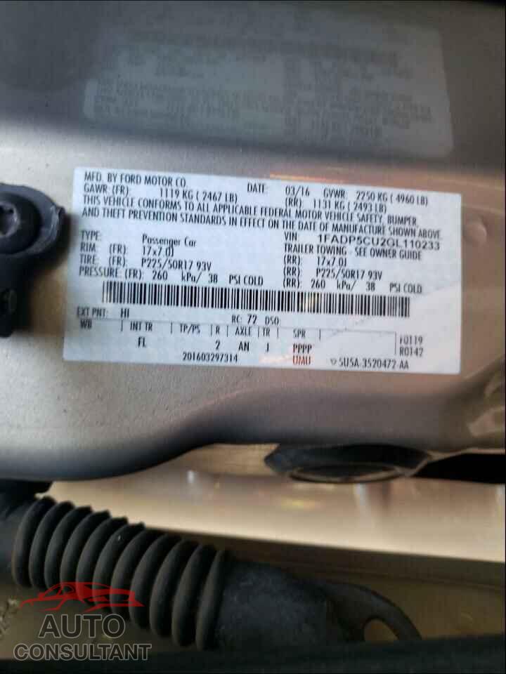 FORD CMAX 2016 - 1FADP5CU2GL110233