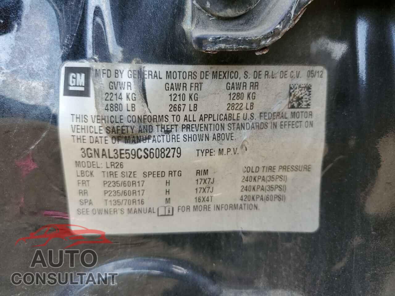 CHEVROLET CAPTIVA 2012 - 3GNAL3E59CS608279