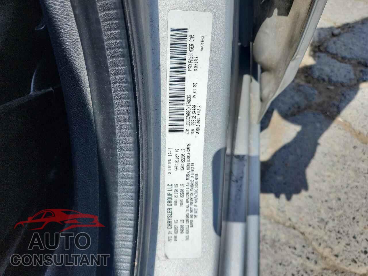DODGE AVENGER 2012 - 1C3CDZAB0CN174636