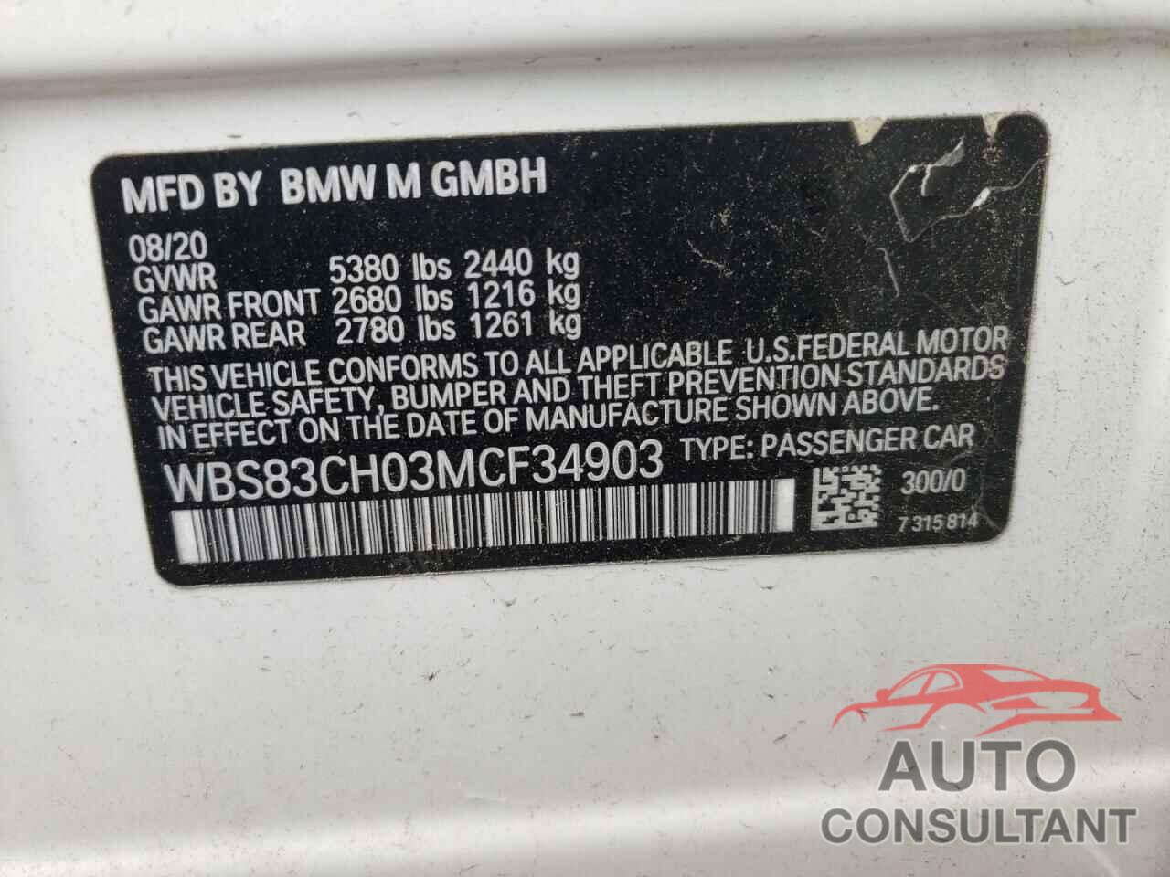 BMW M5 2021 - WBS83CH03MCF34903