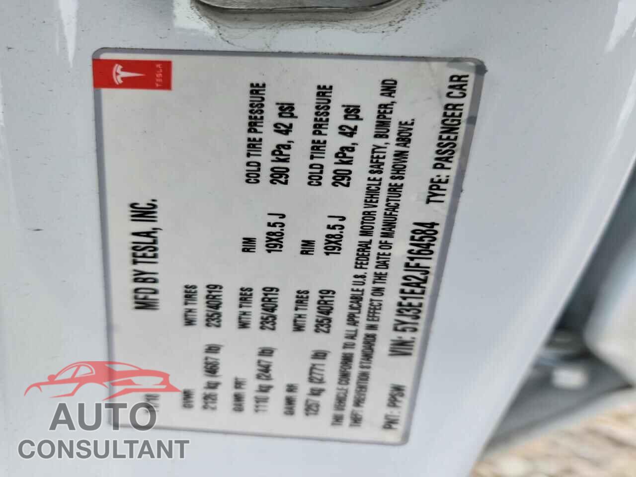 TESLA MODEL 3 2018 - 5YJ3E1EA2JF164584