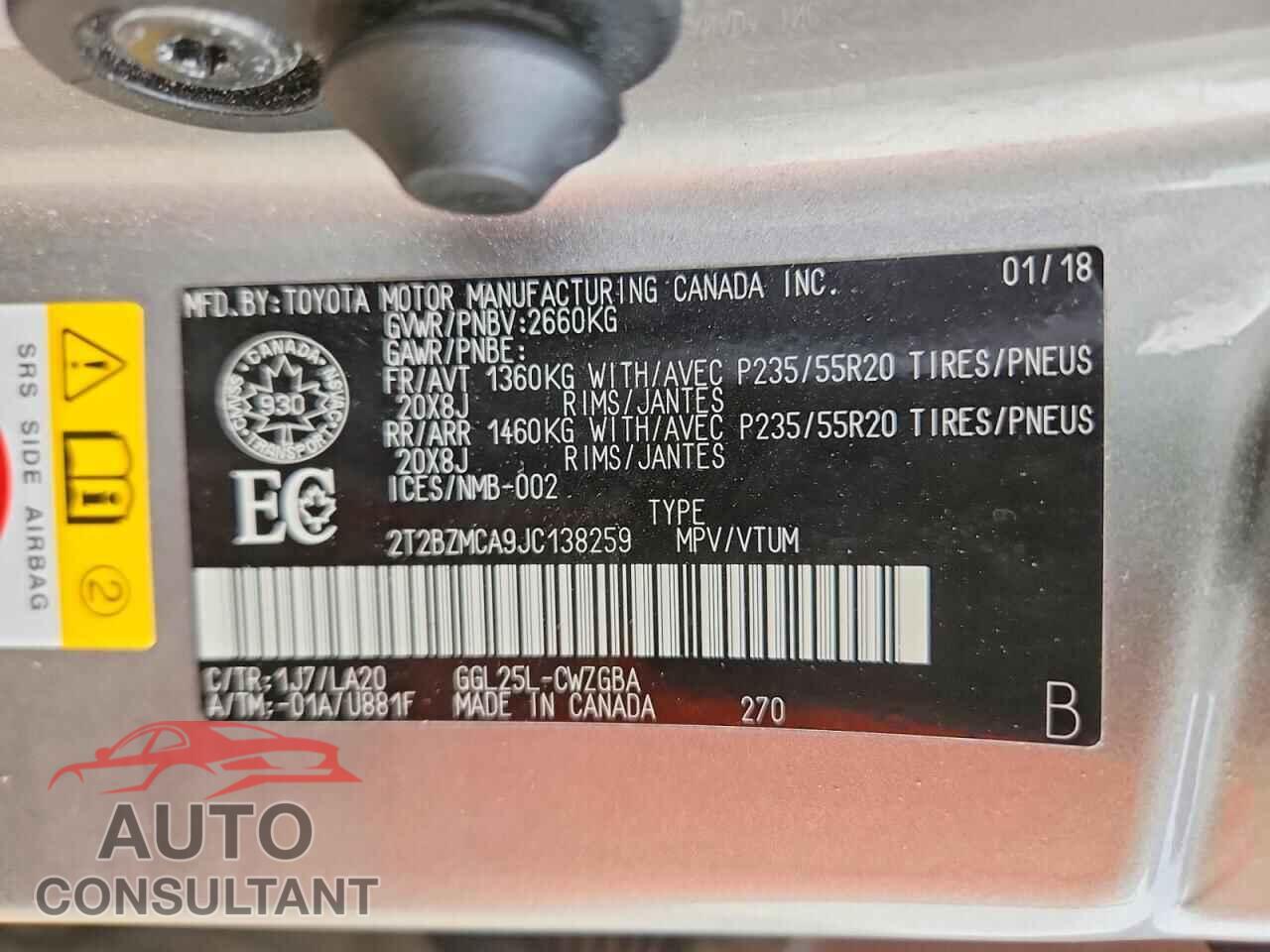 LEXUS RX350 2018 - 2T2BZMCA9JC138259