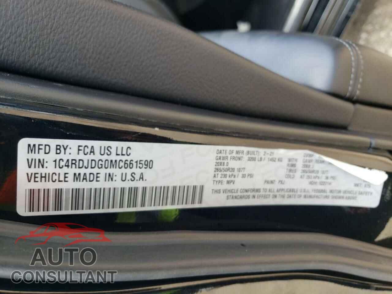 DODGE DURANGO 2021 - 1C4RDJDG0MC661590