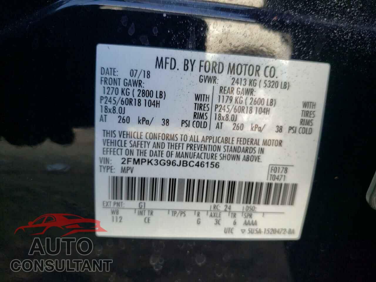 FORD EDGE 2018 - 2FMPK3G96JBC46156