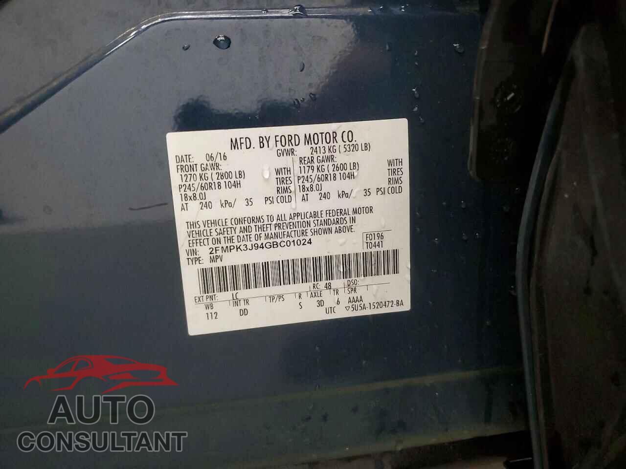 FORD EDGE 2016 - 2FMPK3J94GBC01024