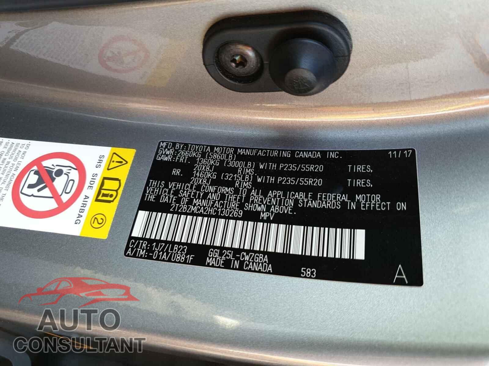 LEXUS RX 350 BAS 2017 - 2T2BZMCA2HC130269