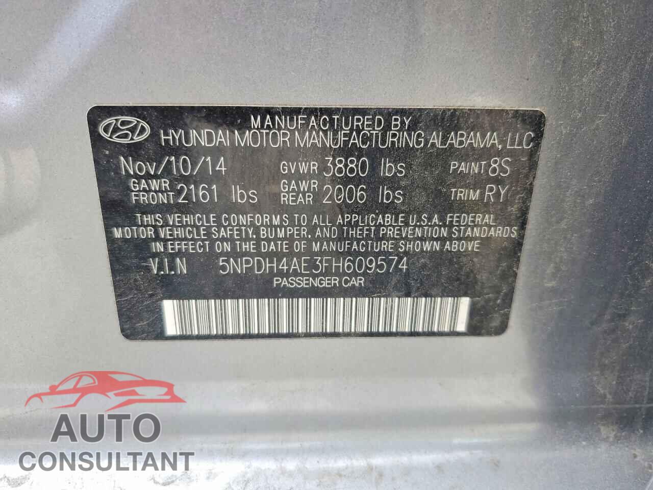 HYUNDAI ELANTRA 2015 - 5NPDH4AE3FH609574