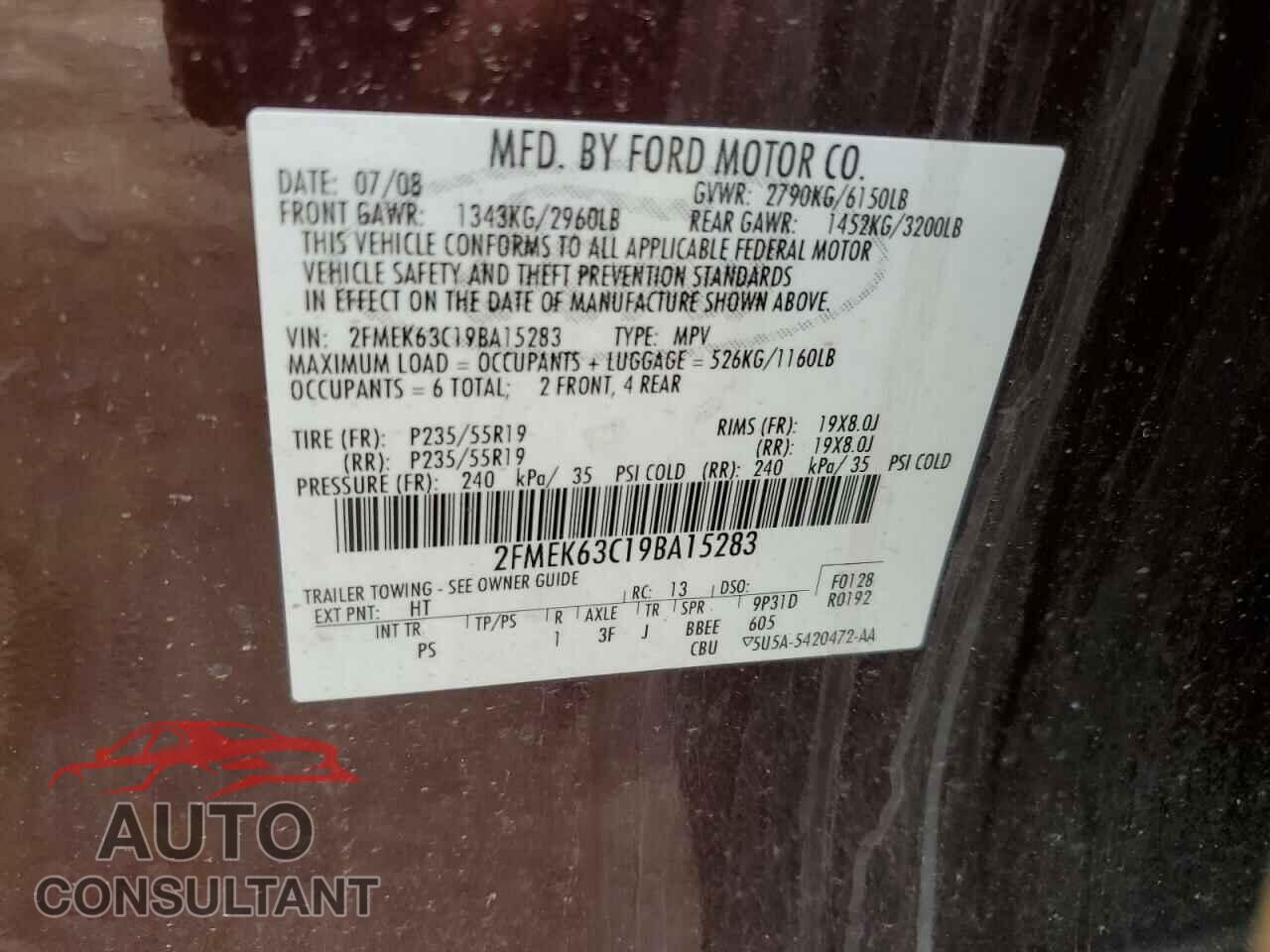 FORD FLEX 2009 - 2FMEK63C19BA15283