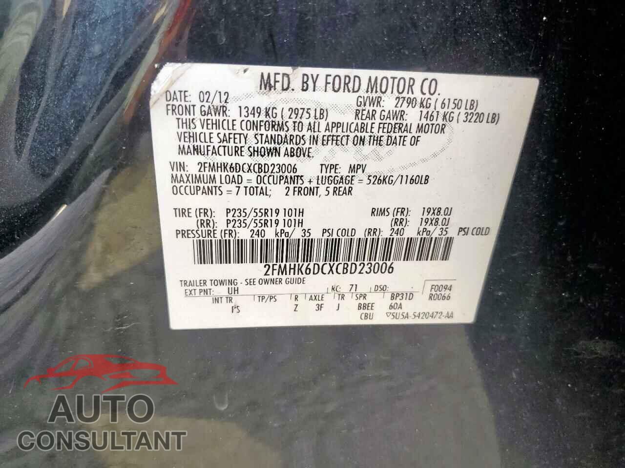FORD FLEX 2012 - 2FMHK6DCXCBD23006