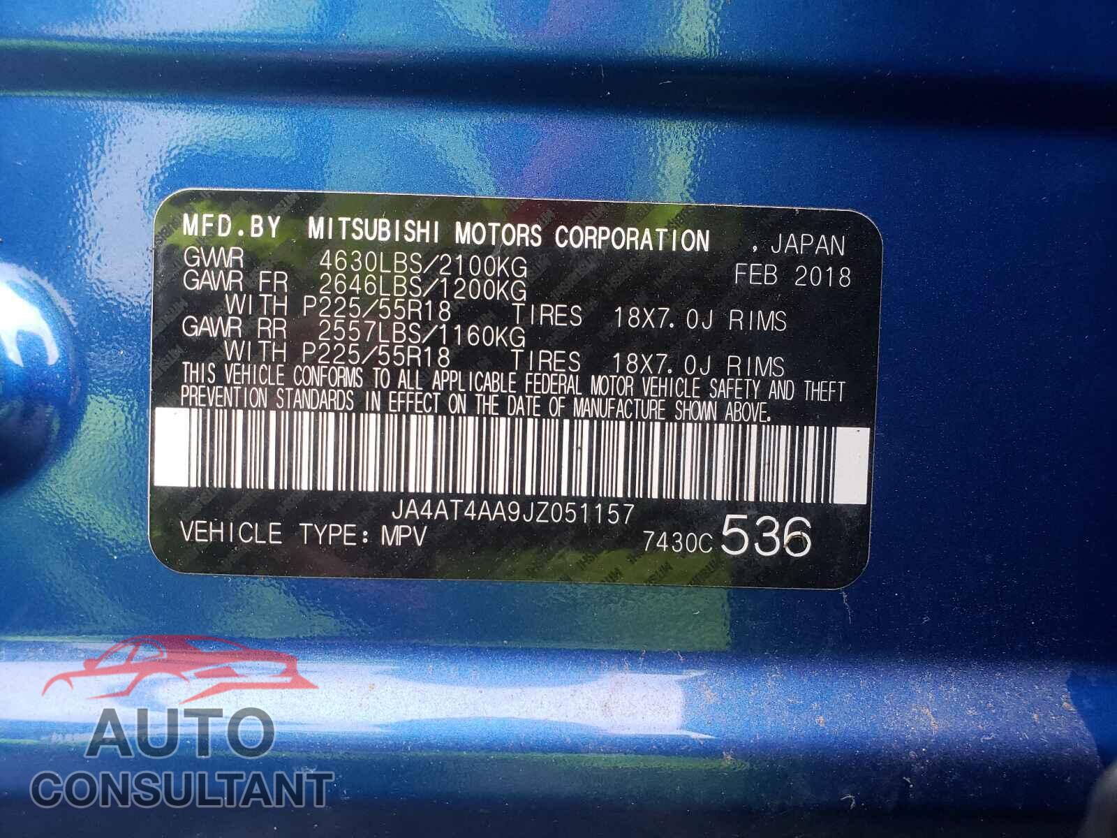 MITSUBISHI ECLIPSE 2018 - JA4AT4AA9JZ051157