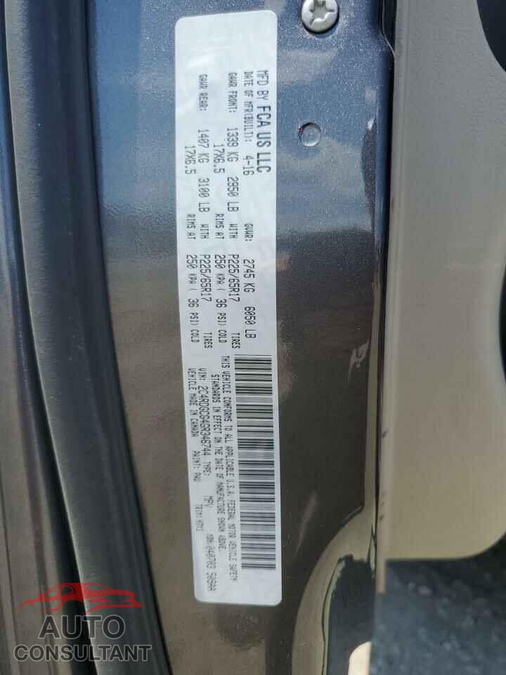 DODGE CARAVAN 2016 - 2C4RDGCG4GR346744