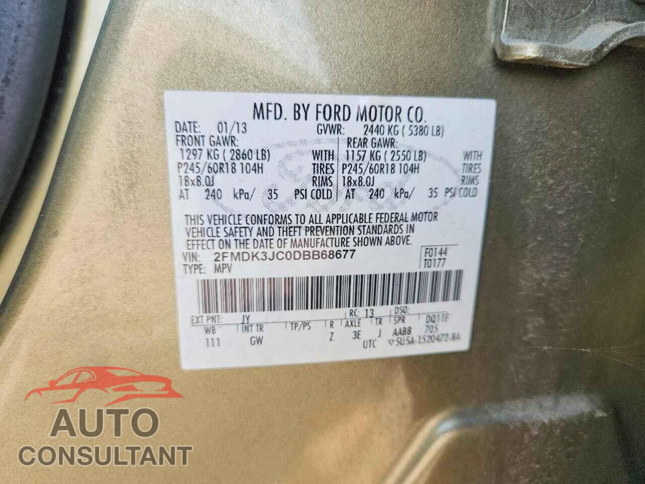 FORD EDGE 2013 - 2FMDK3JC0DBB68677