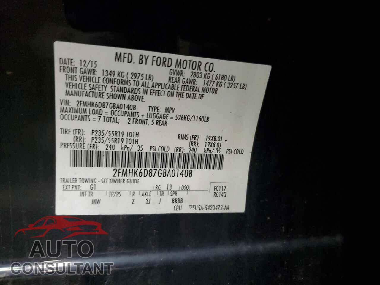 FORD FLEX 2016 - 2FMHK6D87GBA01408