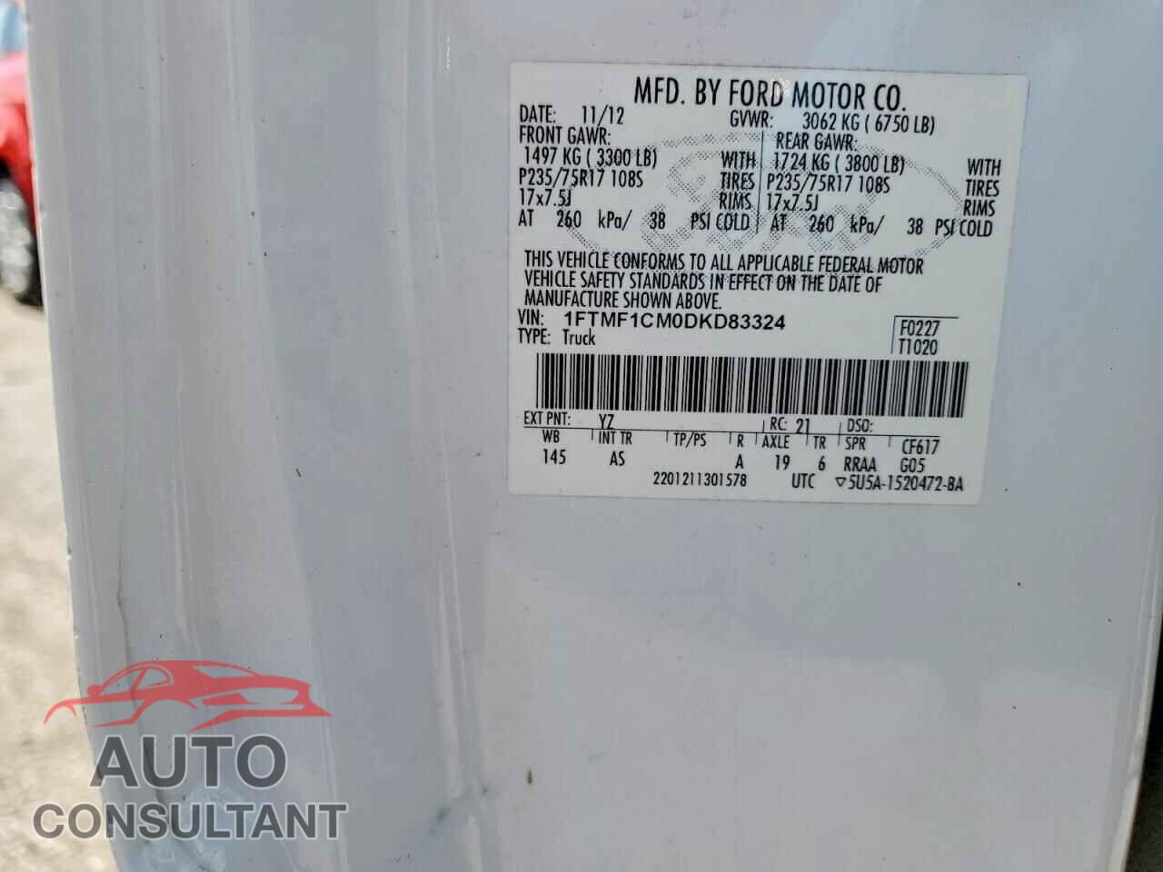 FORD F150 2013 - 1FTMF1CM0DKD83324