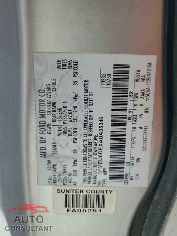 FORD EXPLORER 2010 - 1FMEU6DEXAUA35346