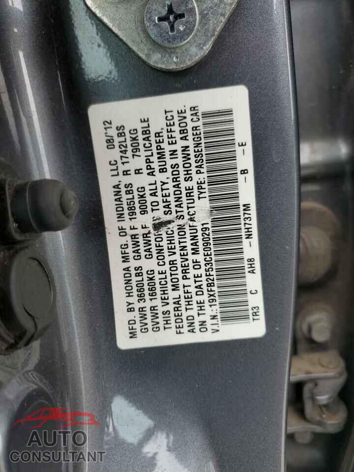 HONDA CIVIC 2012 - 19XFB2F53CE090291