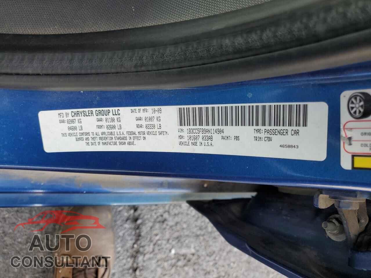 DODGE AVENGER 2010 - 1B3CC5FB9AN114904