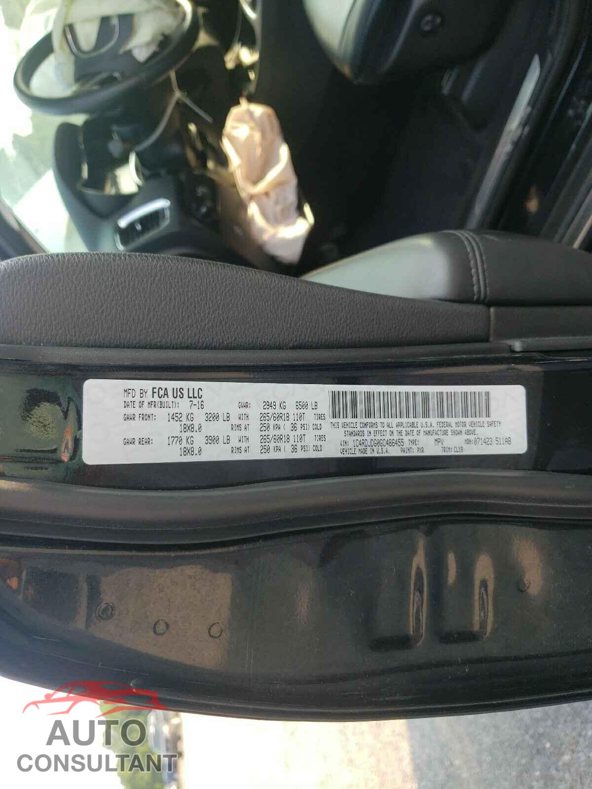DODGE DURANGO 2016 - 1C4RDJDG0GC486455
