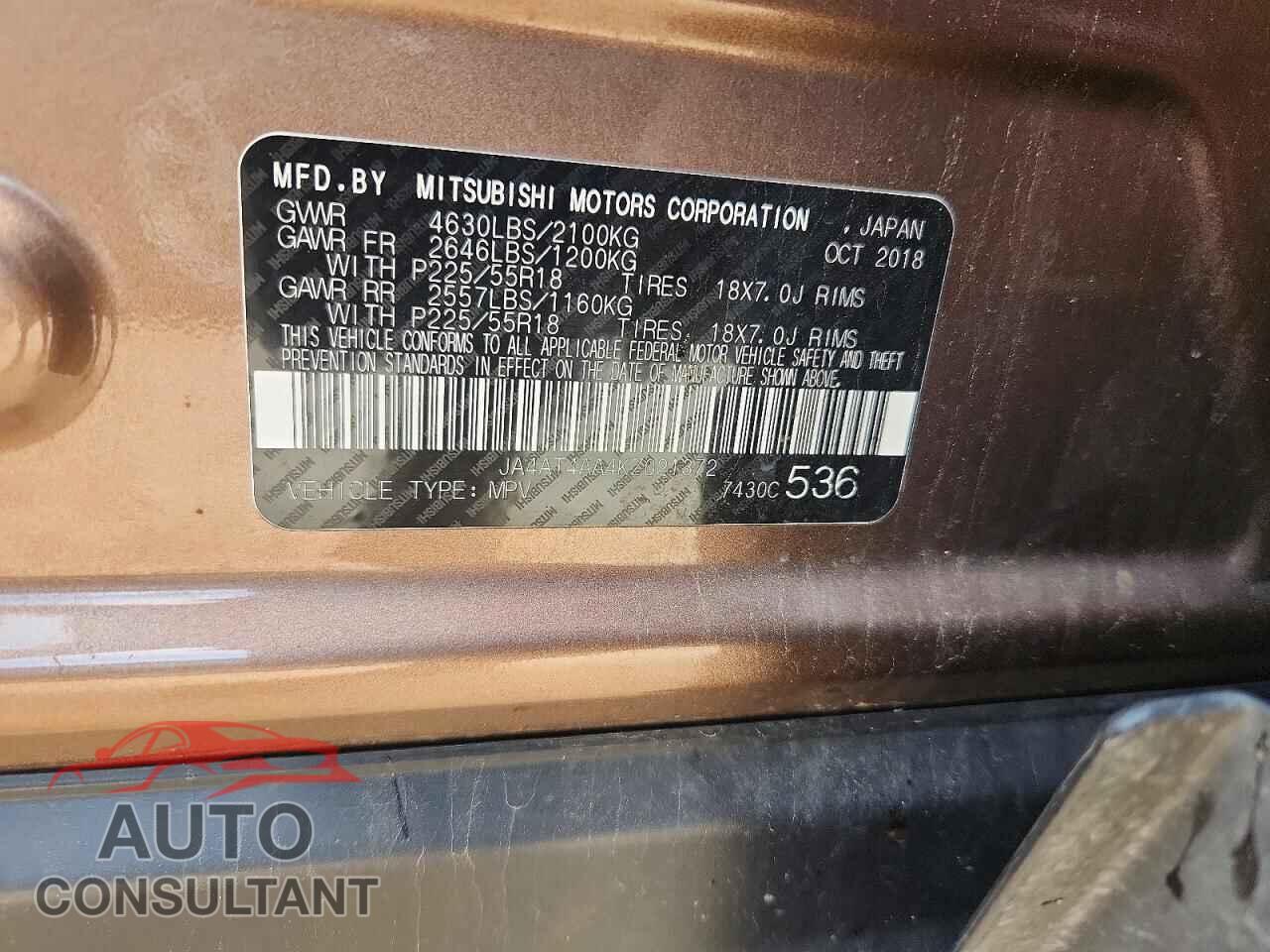 MITSUBISHI ECLIPSE 2019 - JA4AT4AA4KZ021372