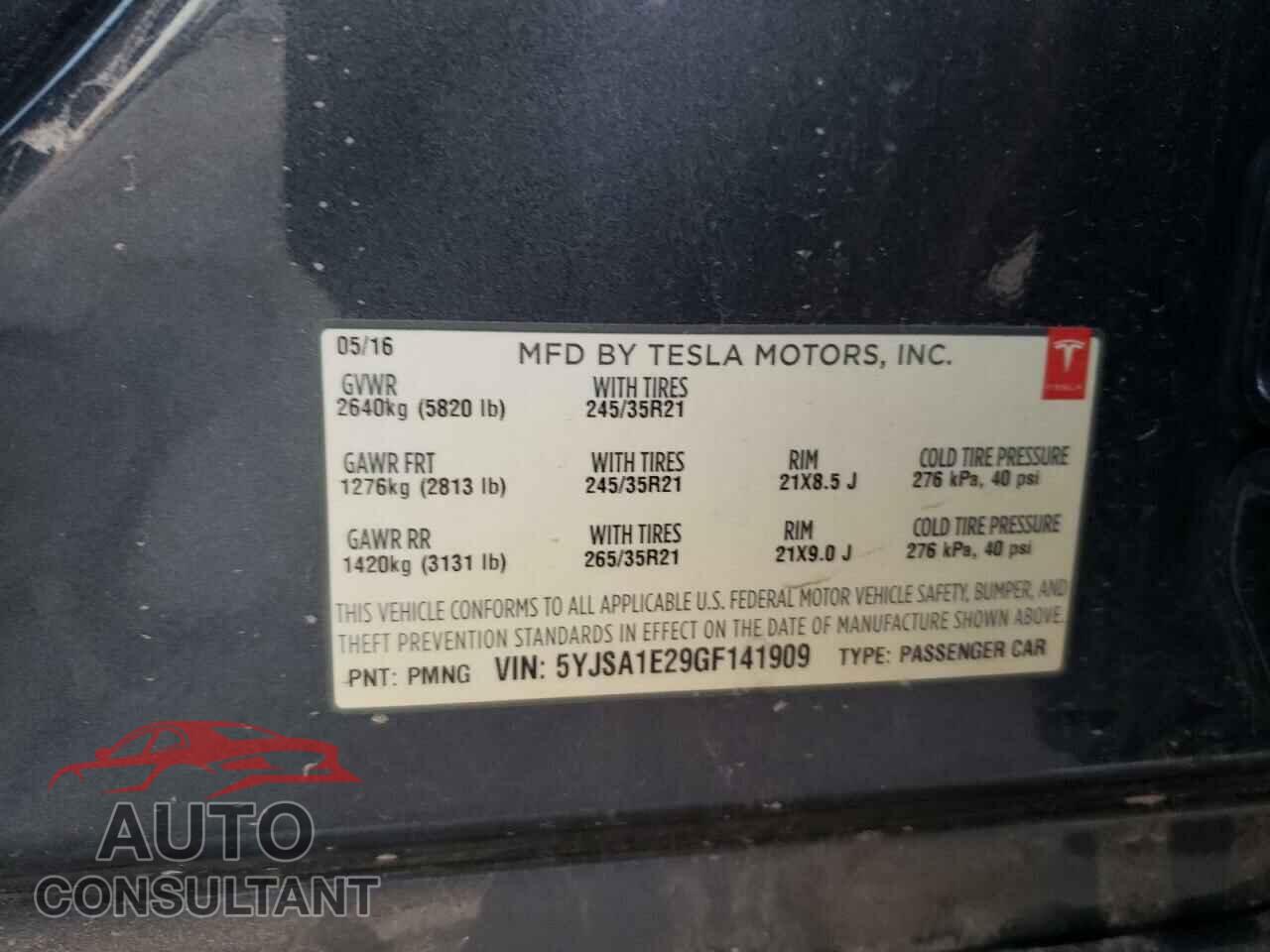 TESLA MODEL S 2016 - 5YJSA1E29GF141909