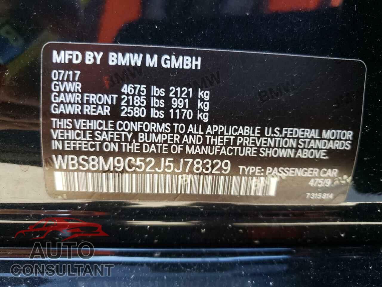 BMW M3 2018 - WBS8M9C52J5J78329