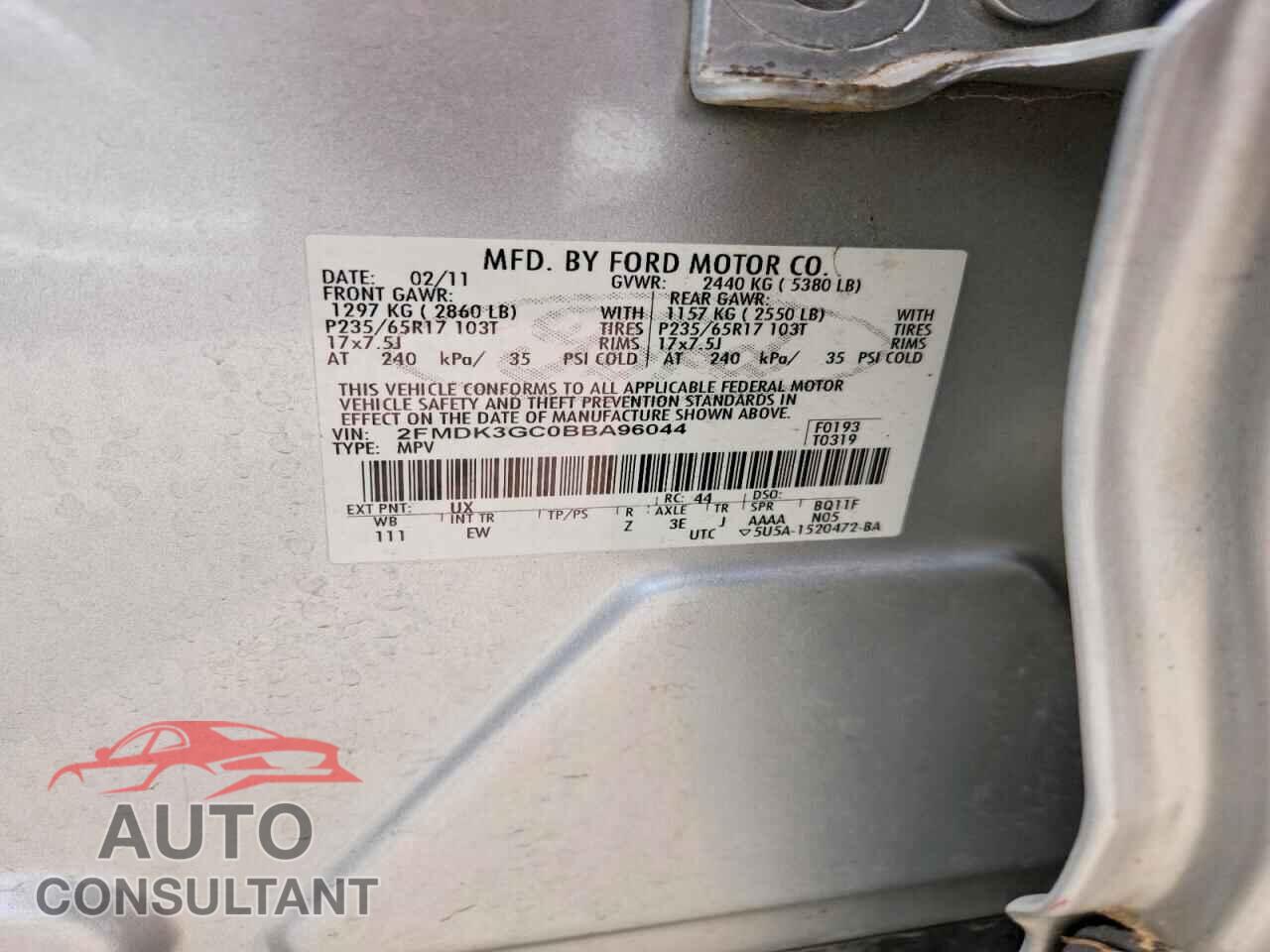 FORD EDGE 2011 - 2FMDK3GC0BBA96044