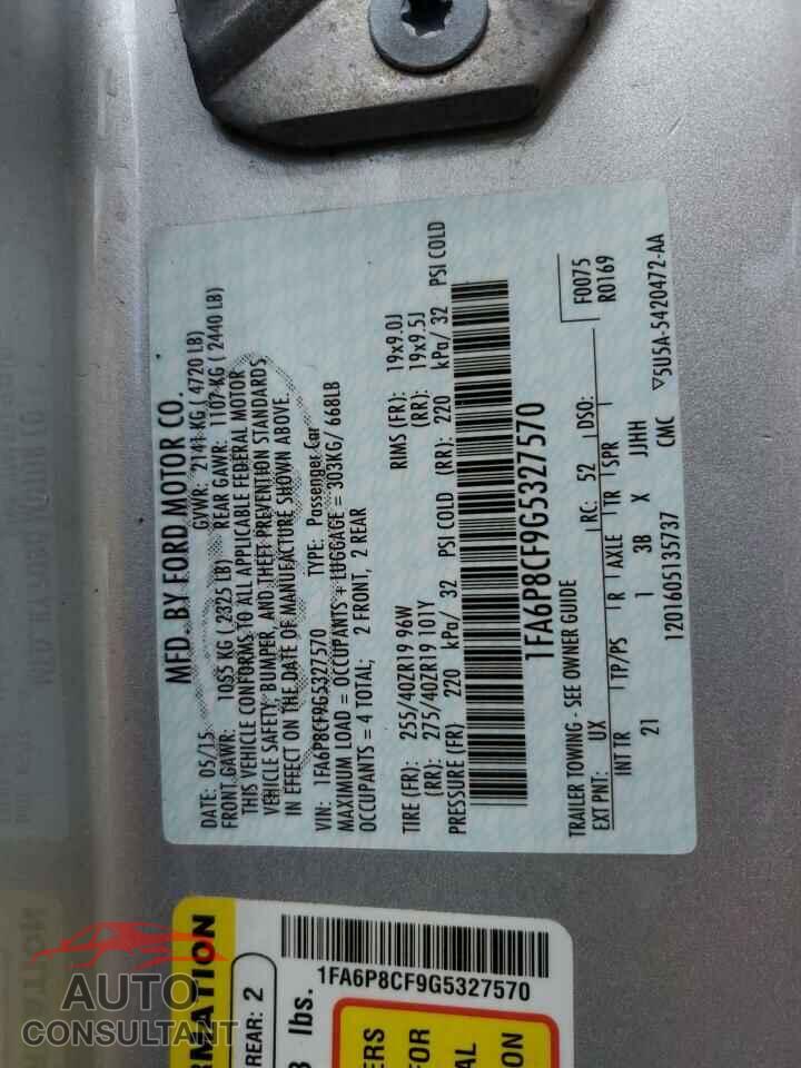 FORD MUSTANG 2016 - 1FA6P8CF9G5327570