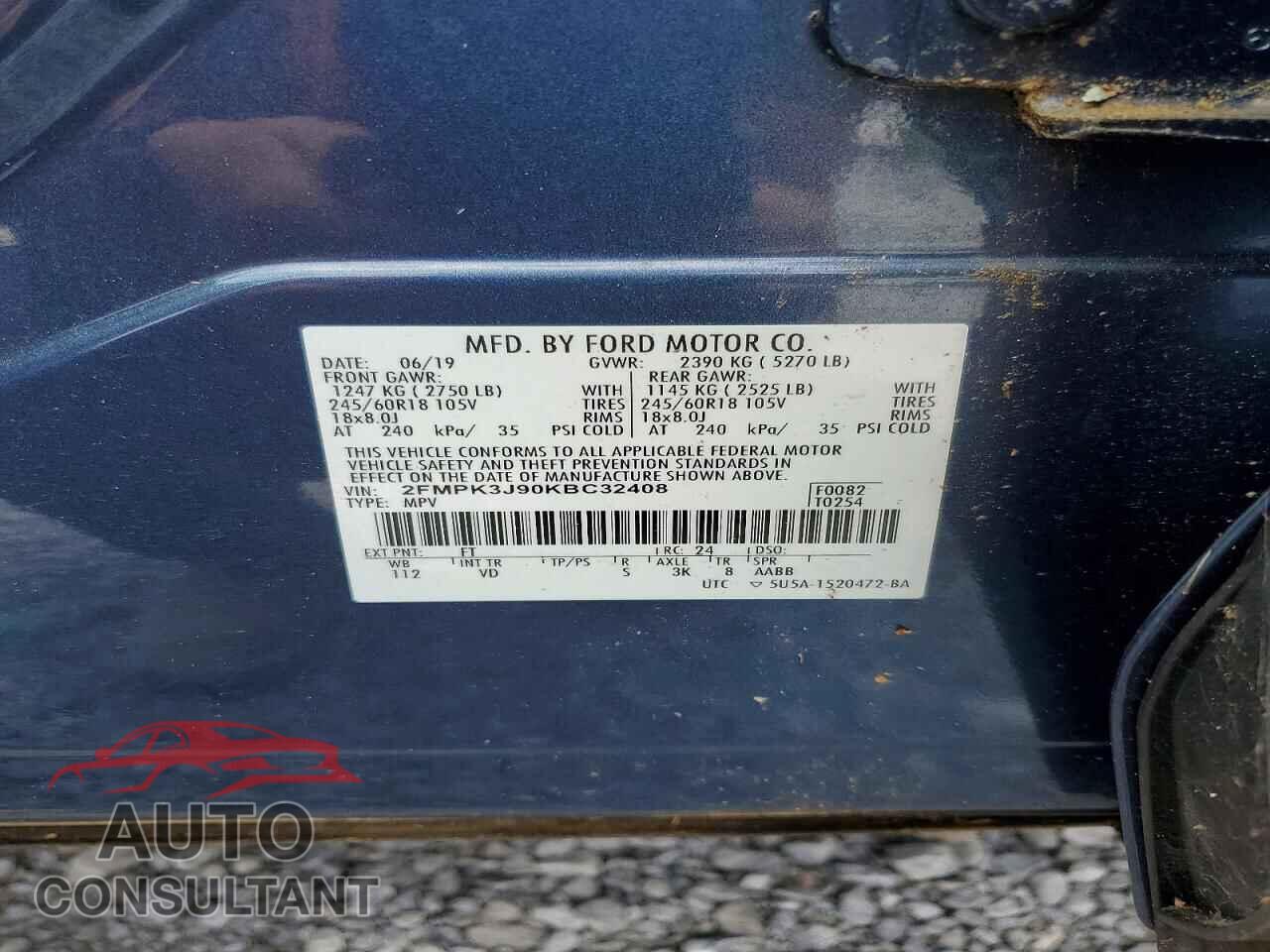 FORD EDGE 2019 - 2FMPK3J90KBC32408