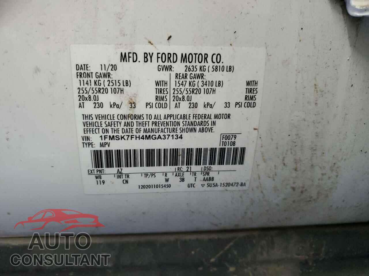 FORD EXPLORER 2021 - 1FMSK7FH4MGA37134