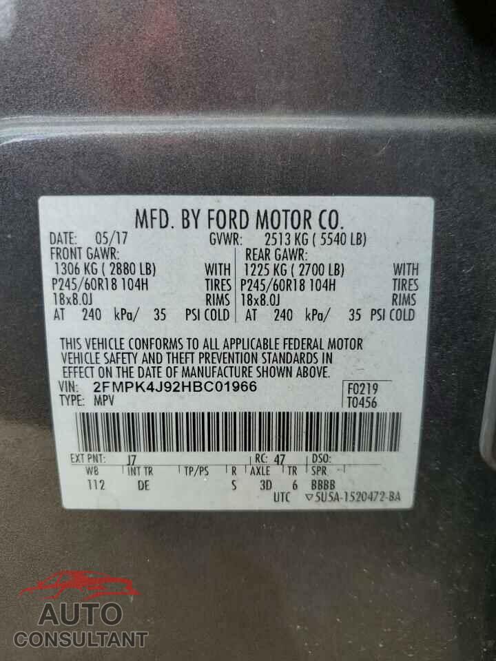 FORD EDGE 2017 - 2FMPK4J92HBC01966