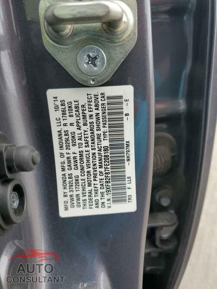 HONDA CIVIC 2015 - 19XFB2F87FE208180