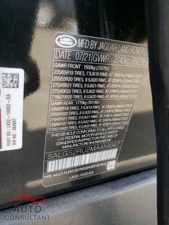 LAND ROVER RANGEROVER 2021 - SALGS2RU2MA454947