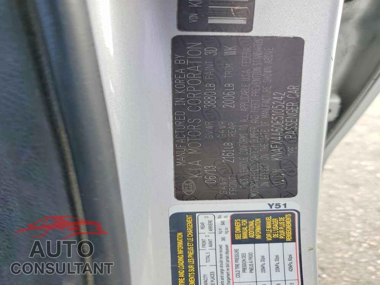 KIA FORTE 2014 - KNAFX4A60E5105242