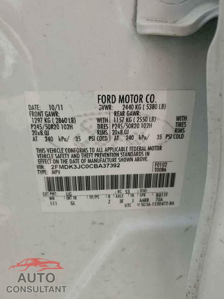 FORD EDGE 2012 - 2FMDK3JC0CBA37392